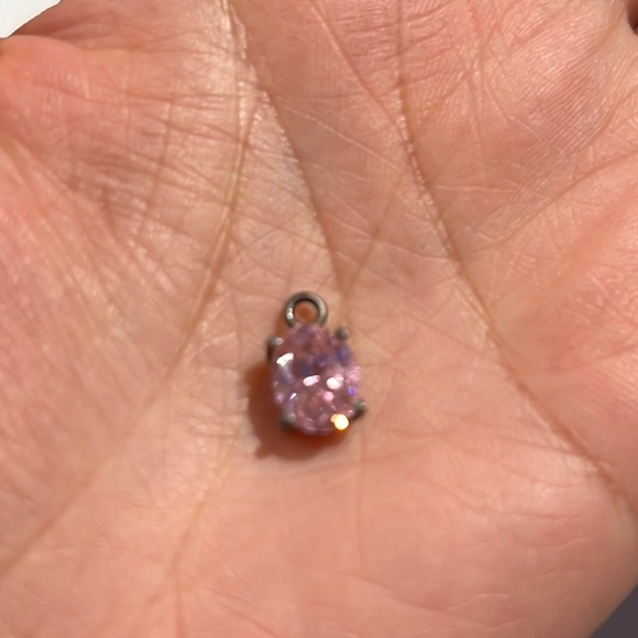 Nice simple CZ pink pendant sterling silver - Picture 3 of 5